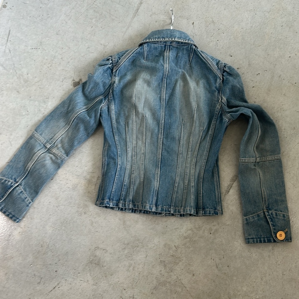 MARC by MARC JACOBS Y2K Size 6 Blue Cotton Distressed Jean Jacket - Picture 5 of 9